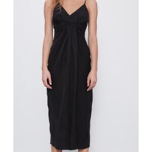 NWT Zara Black Draped Midi Dress.